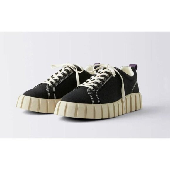 Eytys Odessa Canvas Sneakers Size 39 US 8.5 Womens Black $210 - Picture 1 of 15